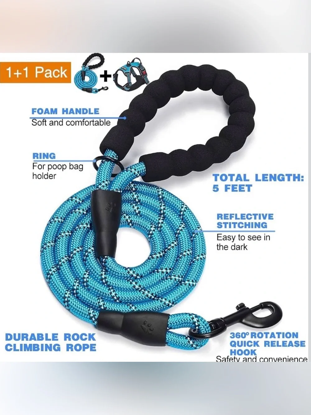 Blue Dog Large Harness and Leash Set